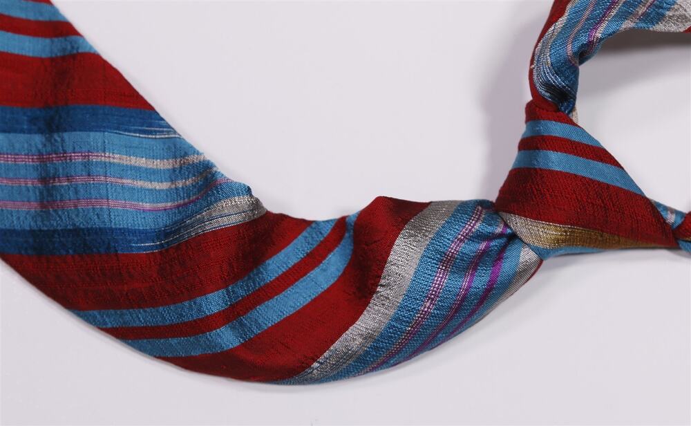 Chipp New York Vintage Red Turquoise Purple Striped Silk Necktie Tie